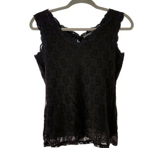 Black Lace Tank Top Cami Liz Claiborne Small